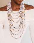 Makemba 2 - in - 1 Botswana Agate Statement Chain - Ivory Estate,Necklaces, Sassy Jones,