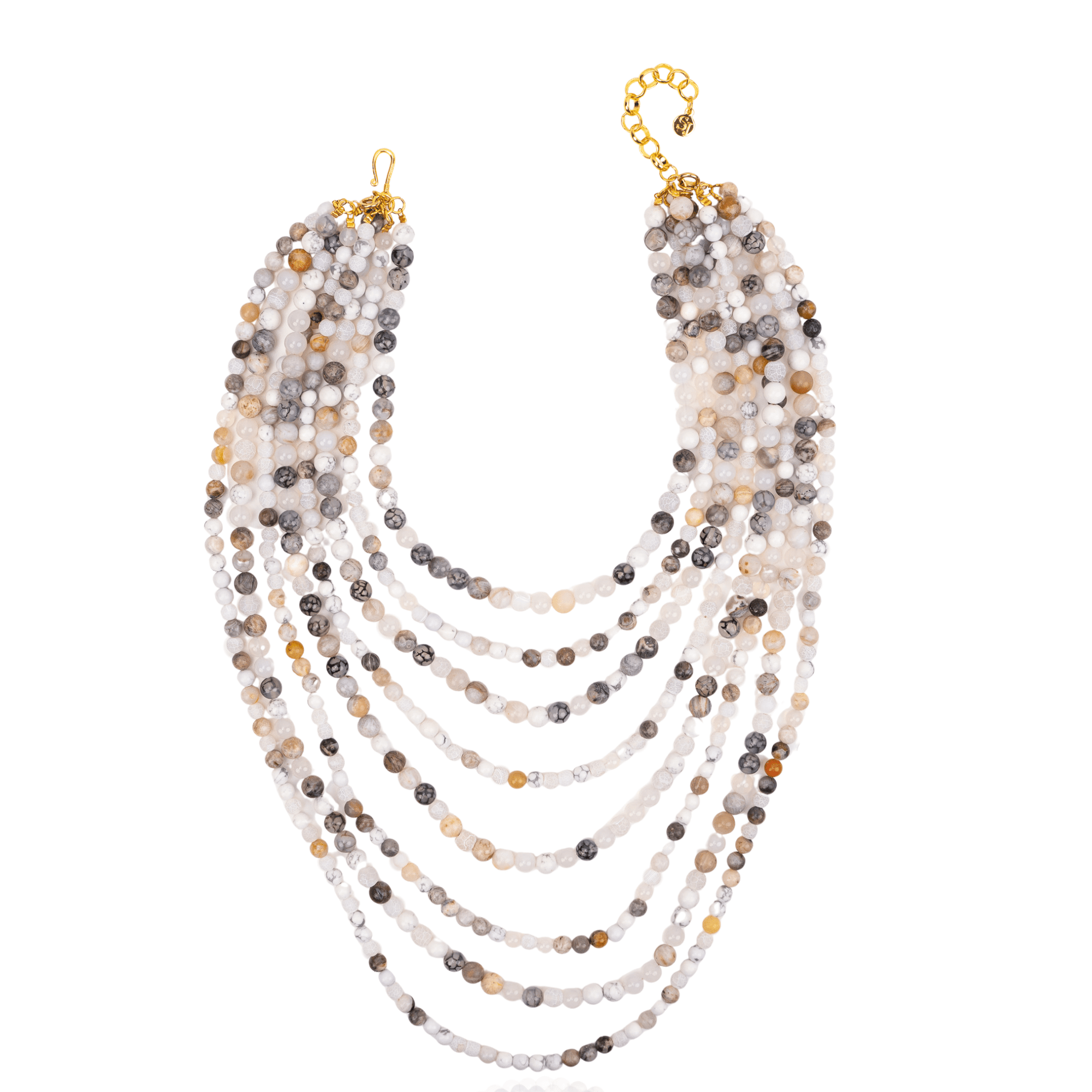 Makemba 2 - in - 1 Botswana Agate Statement Chain - Ivory Estate,Necklaces, Sassy Jones,