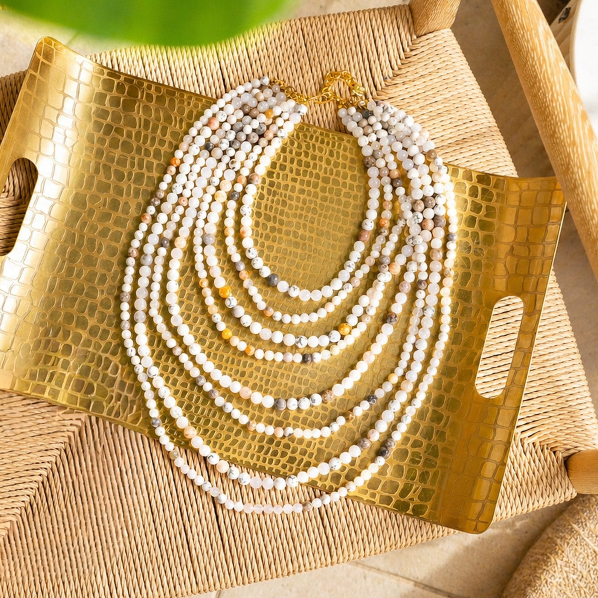 Makemba 2 - in - 1 Botswana Agate Statement Chain - Ivory Estate,Necklaces, Sassy Jones,