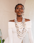 Makemba 2 - in - 1 Botswana Agate Statement Chain - Ivory Estate,Necklaces, Sassy Jones,