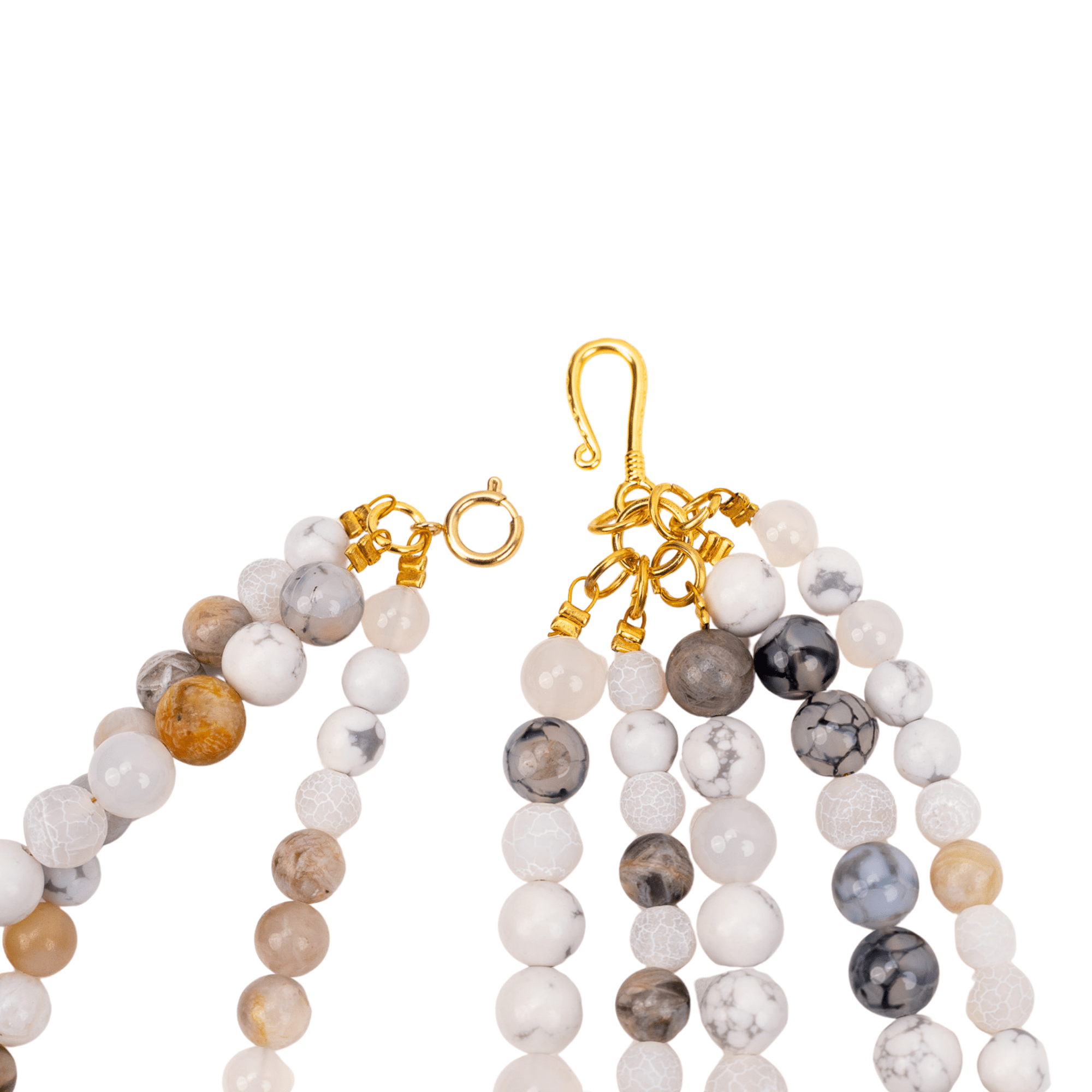 Makemba 2 - in - 1 Botswana Agate Statement Chain - Ivory Estate,Necklaces, Sassy Jones,