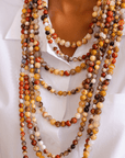 Makemba 2 - in - 1 Jasper Beaded Statement Chain - Desert Storm,Necklaces, Sassy Jones,