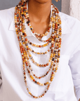 Makemba 2 - in - 1 Jasper Beaded Statement Chain - Desert Storm,Necklaces, Sassy Jones,