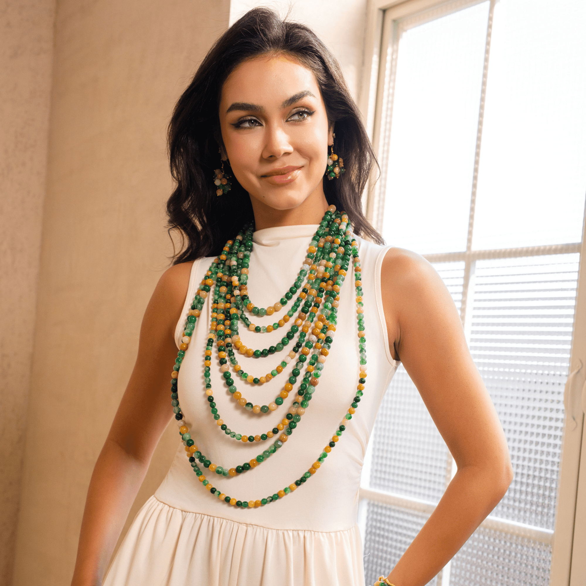 Makemba 2 - in - 1 Jasper Statement Chain - Emerald Legacy,Necklaces, Sassy Jones,