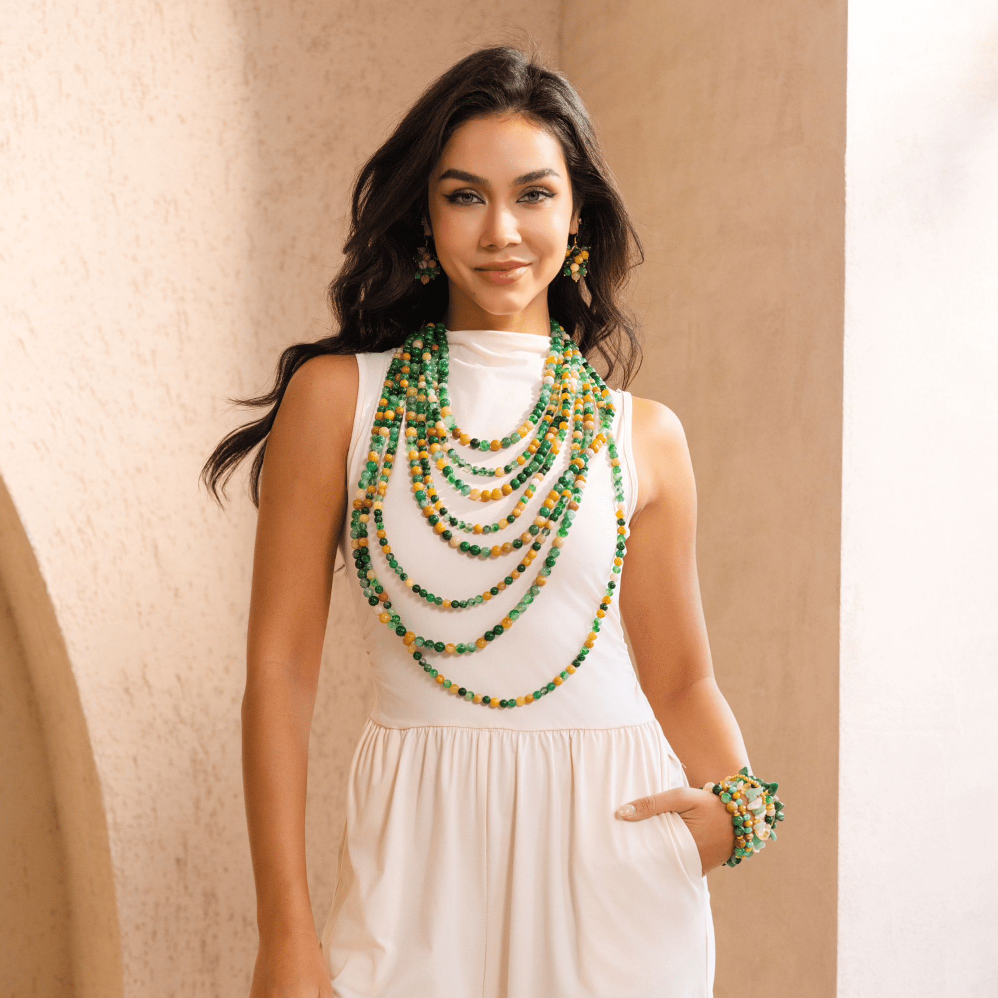 Makemba 2 - in - 1 Jasper Statement Chain - Emerald Legacy,Necklaces, Sassy Jones,