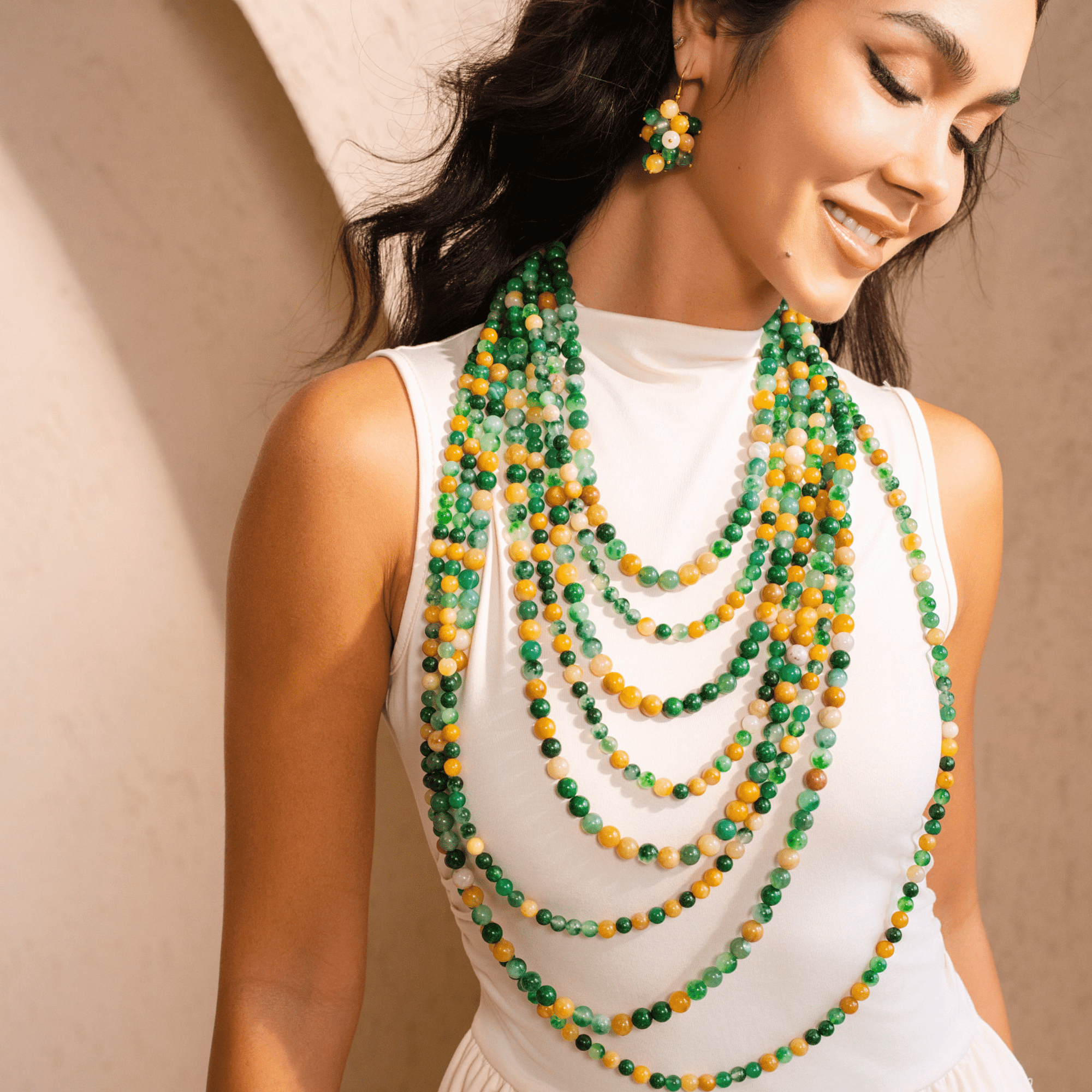 Makemba 2 - in - 1 Jasper Statement Chain - Emerald Legacy,Necklaces, Sassy Jones,