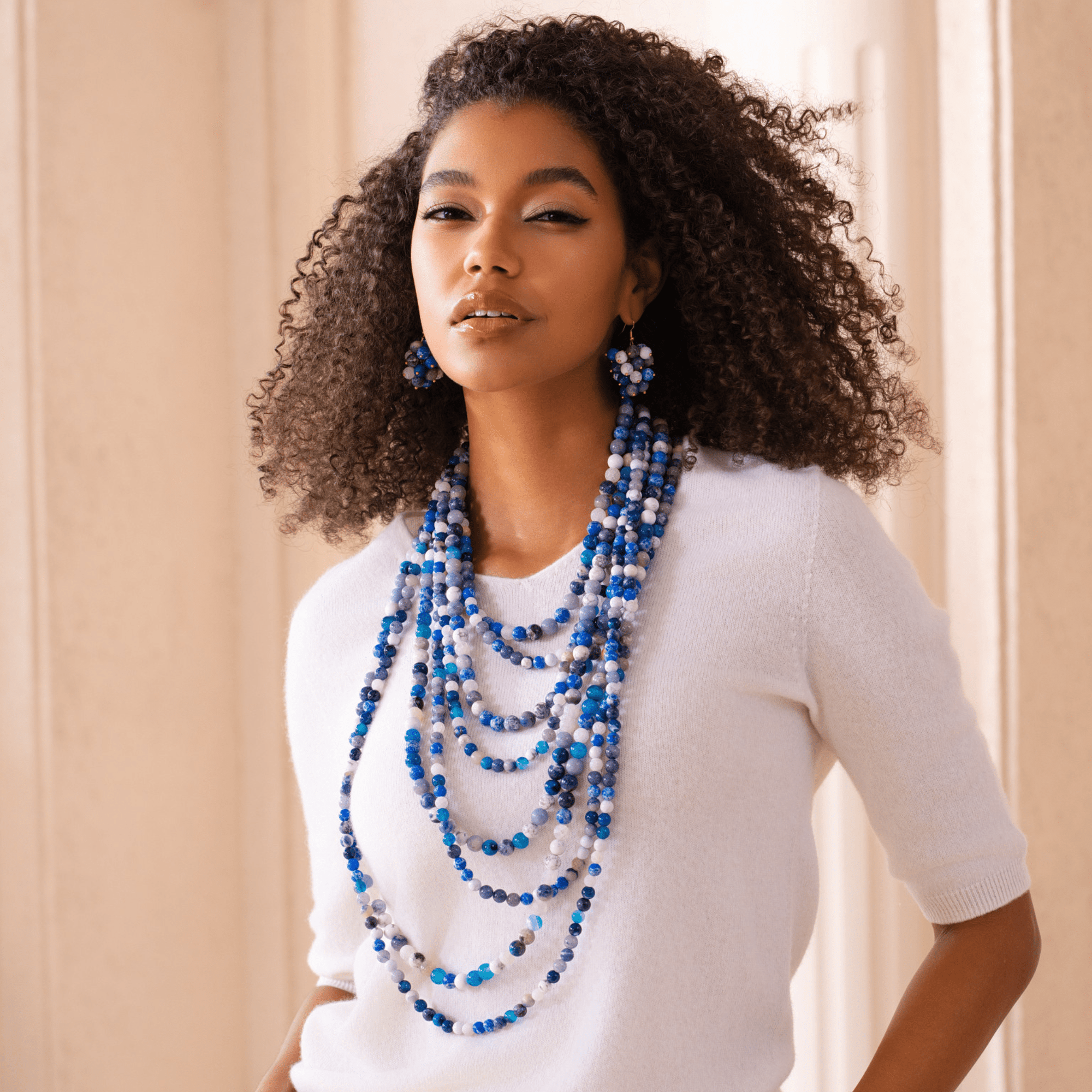 Makemba 2 - in - 1 Lapis Azuli Statement Chain - Indigo Reign,Necklaces, Sassy Jones,