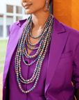 Makemba 2 - in - 1 Lava Beaded Statement Chain - Aurora Borealis,Necklaces, Sassy Jones,