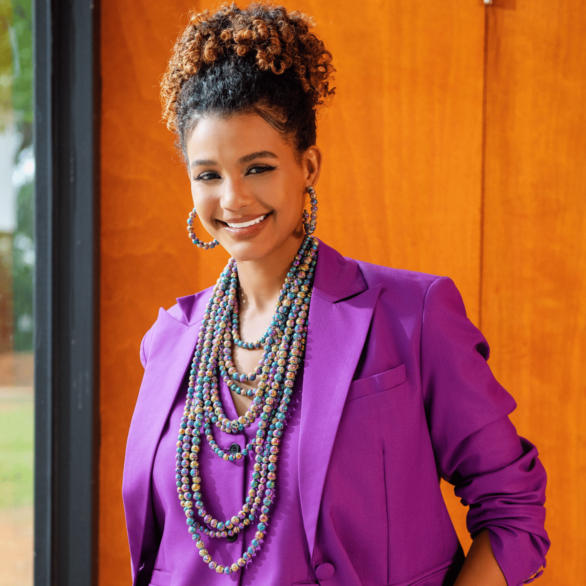 Makemba 2 - in - 1 Lava Beaded Statement Chain - Aurora Borealis,Necklaces, Sassy Jones,