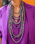Makemba 2 - in - 1 Lava Beaded Statement Chain - Aurora Borealis,Necklaces, Sassy Jones,