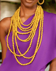 Makemba 2 - in - 1 Lava Beaded Statement Chain - Golden Hour,Necklaces, Sassy Jones,