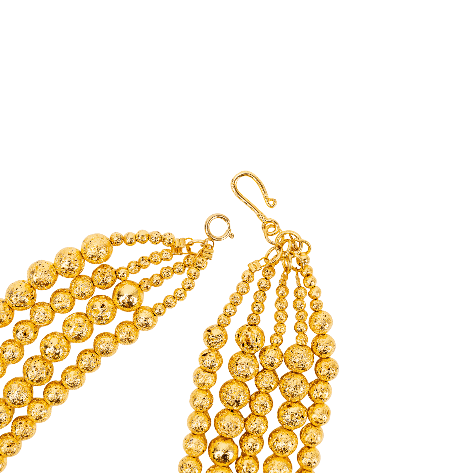 Makemba 2 - in - 1 Lava Beaded Statement Chain - Golden Hour,Necklaces, Sassy Jones,