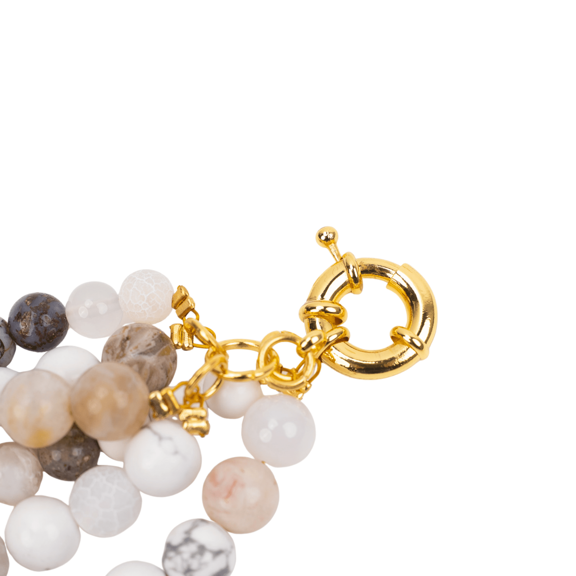 Makemba Botswana Agate Beaded Collar Chain - Ivory Estate,Necklaces, Sassy Jones,