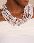 Makemba Botswana Agate Beaded Collar Chain - Ivory Estate,Necklaces, Sassy Jones,