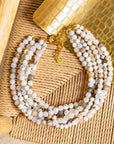 Makemba Botswana Agate Beaded Collar Chain - Ivory Estate,Necklaces, Sassy Jones,