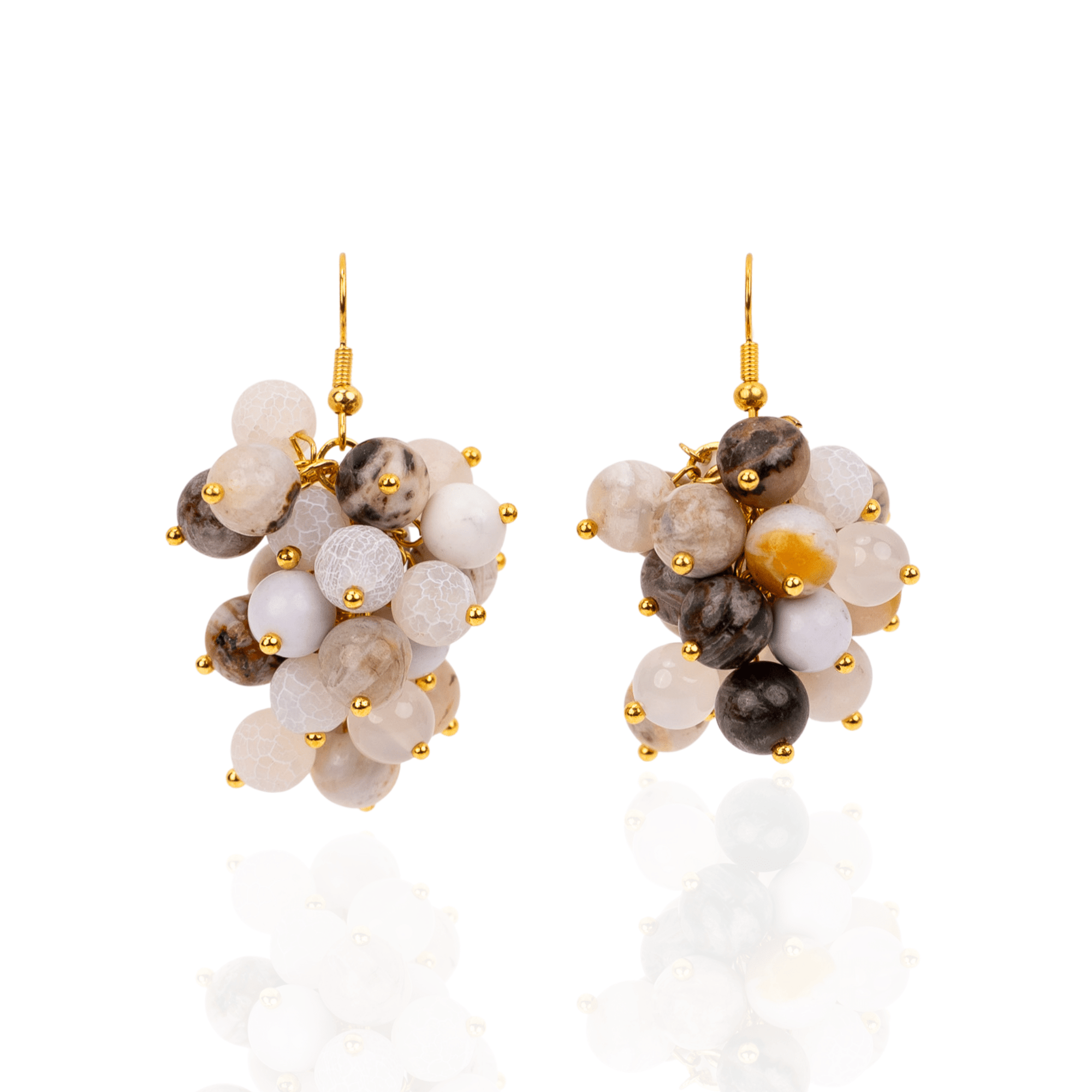 Makemba Botswana Agate Dangles - Ivory Estate,Earrings, Sassy Jones,