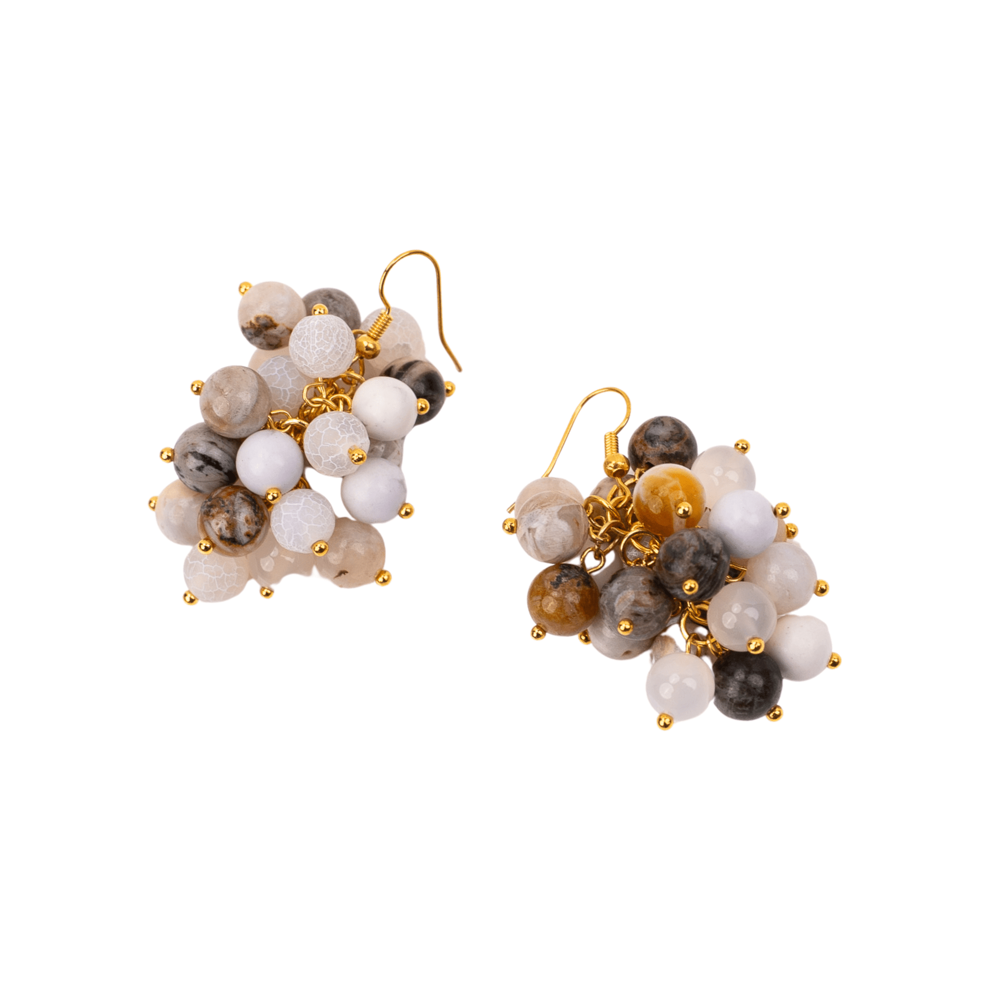 Makemba Botswana Agate Dangles - Ivory Estate,Earrings, Sassy Jones,