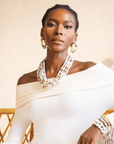 Makemba Botswana Agate Hoops - Ivory Estate,Earrings, Sassy Jones,