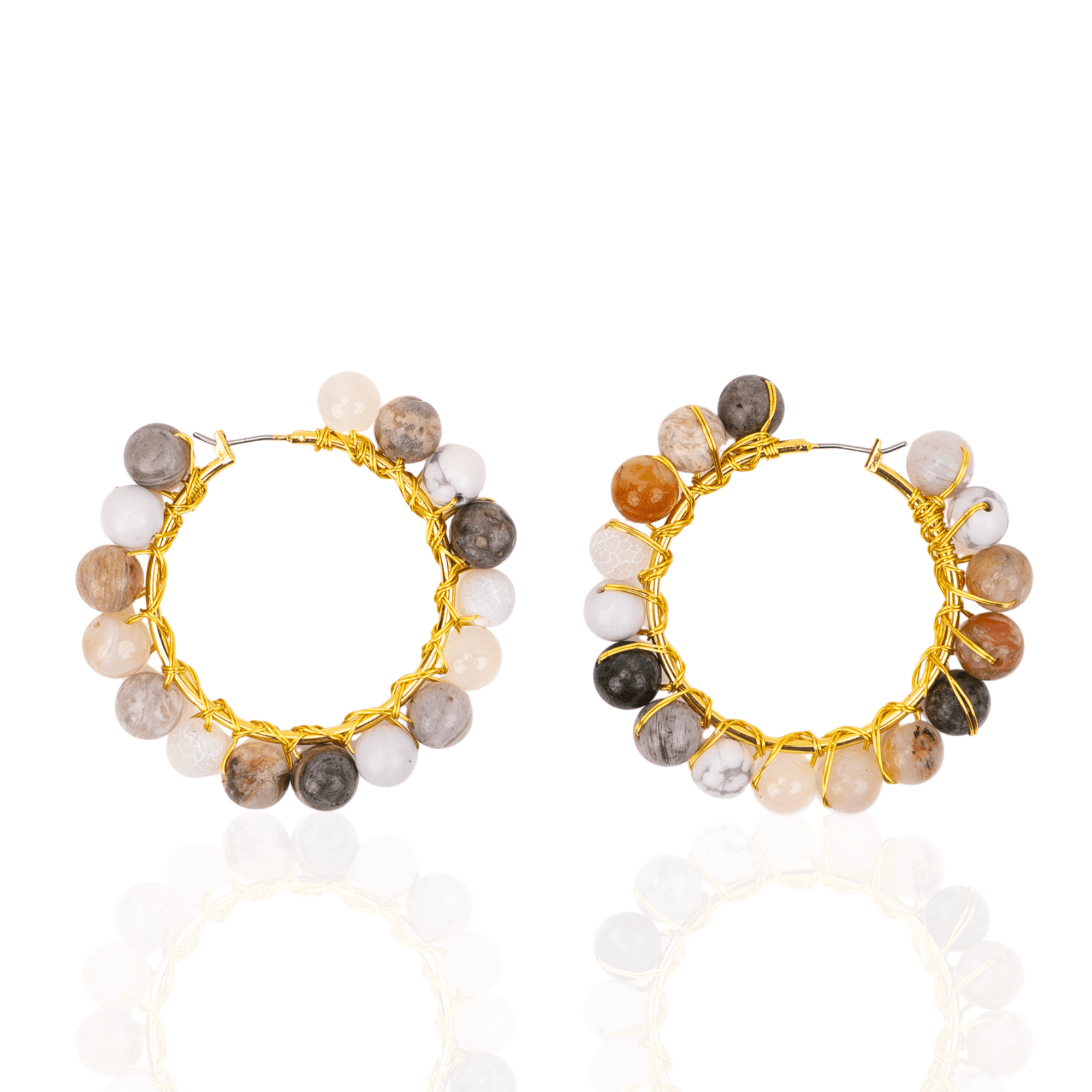 Makemba Botswana Agate Hoops - Ivory Estate,Earrings, Sassy Jones,