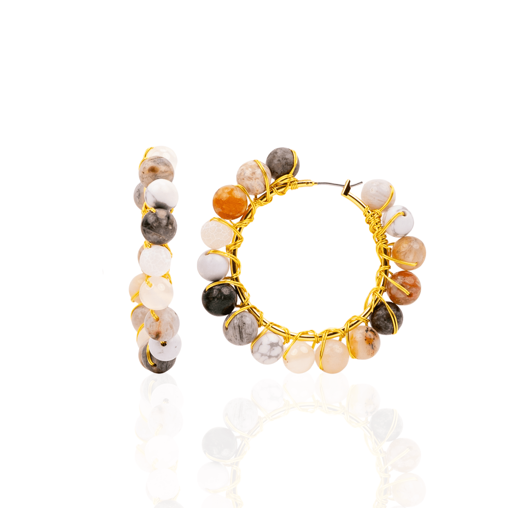 Makemba Botswana Agate Hoops - Ivory Estate,Earrings, Sassy Jones,