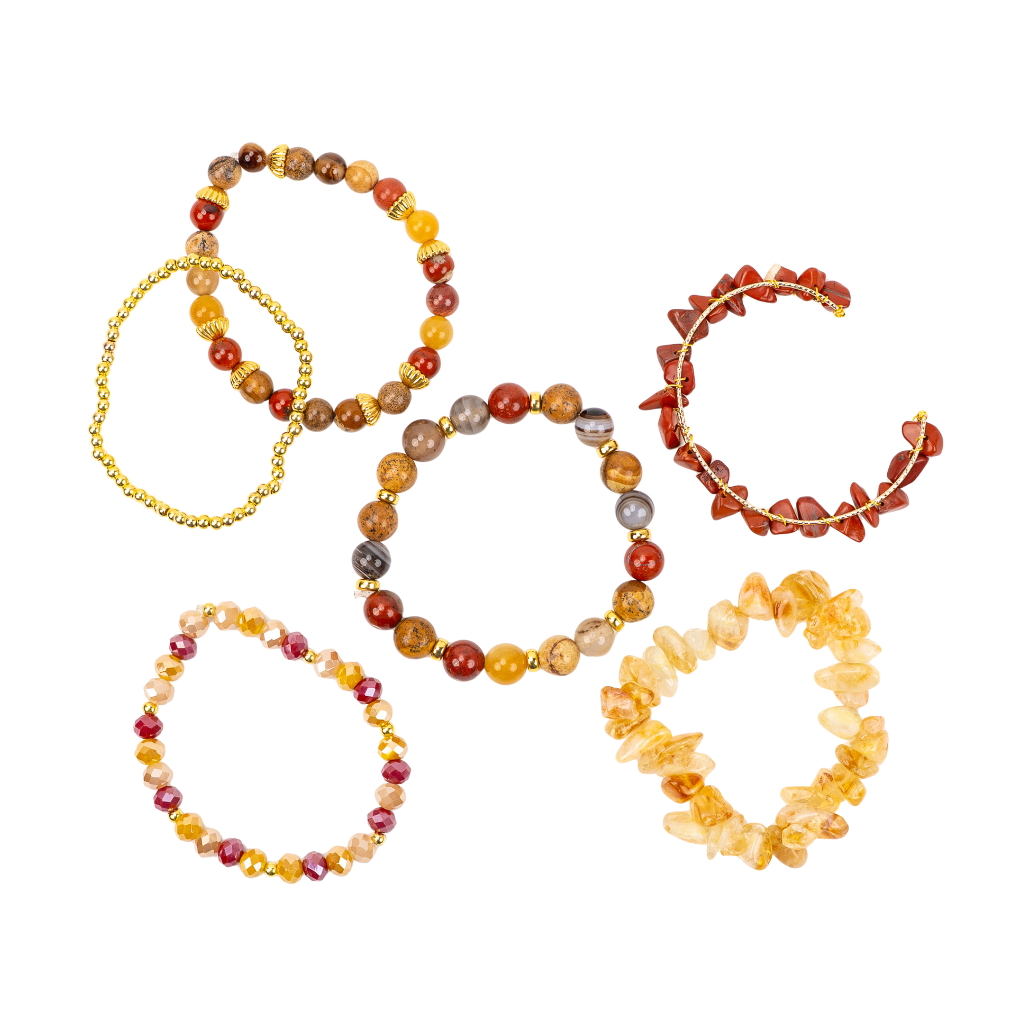 Makemba Jasper 6pc Adjustable Bracelet Stack - Desert Storm,Bracelets, Sassy Jones,