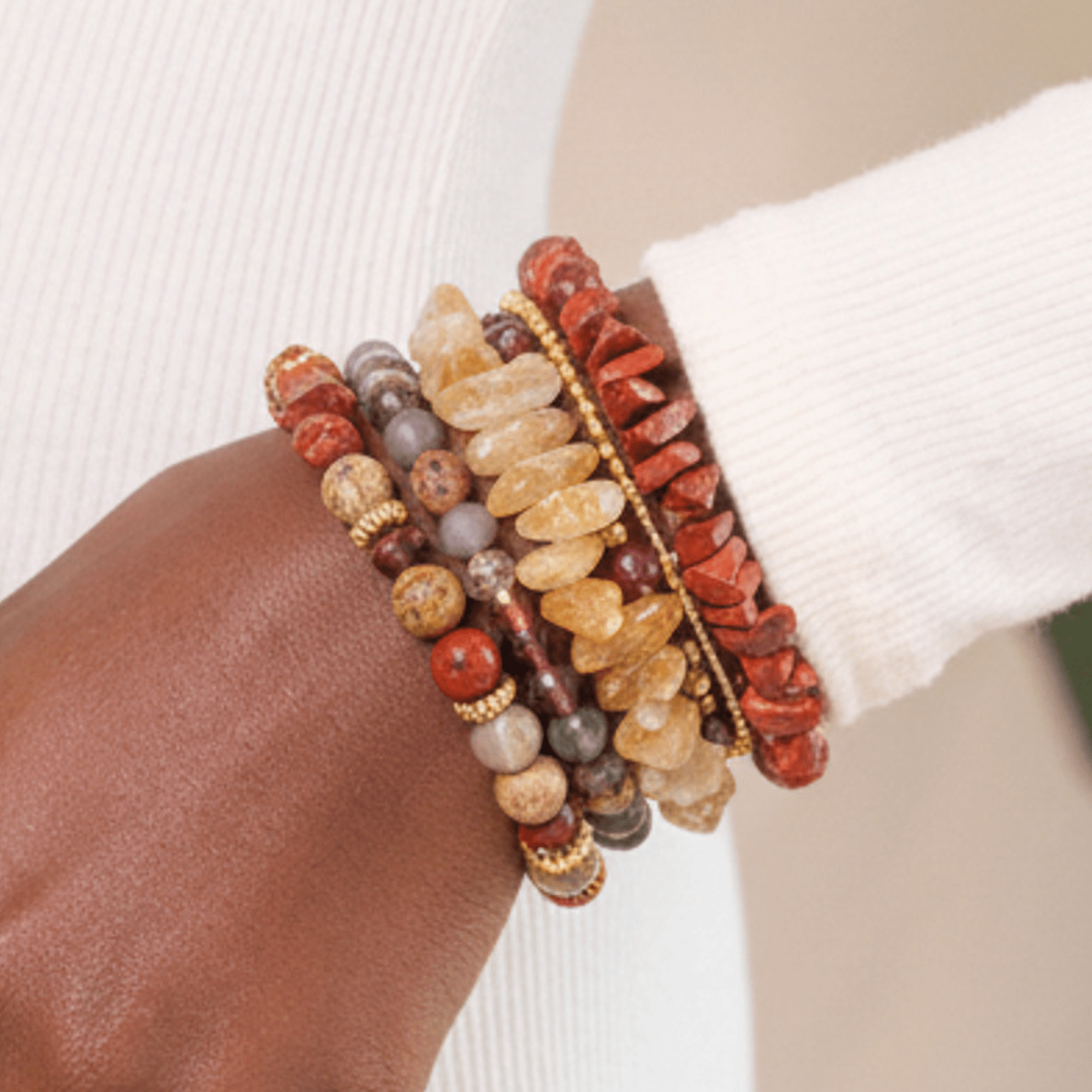 Makemba Jasper 6pc Adjustable Bracelet Stack - Desert Storm,Bracelets, Sassy Jones,