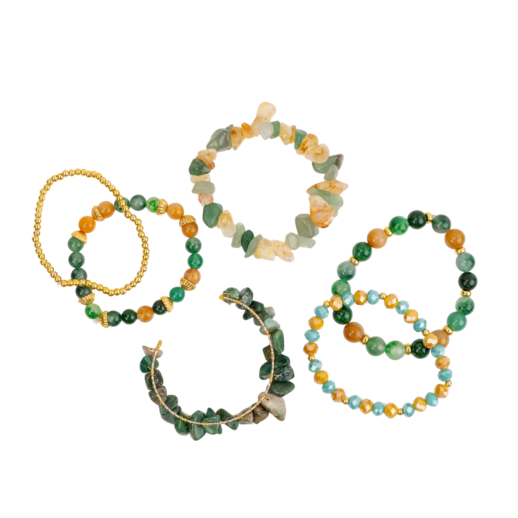 Makemba Jasper 6pc Stretch Bracelet Stack - Emerald Legacy,Bracelets, Sassy Jones,