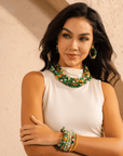 Makemba Jasper Beaded Collar Chain - Emerald Legacy,Necklaces, Sassy Jones,