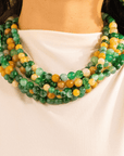 Makemba Jasper Beaded Collar Chain - Emerald Legacy,Necklaces, Sassy Jones,