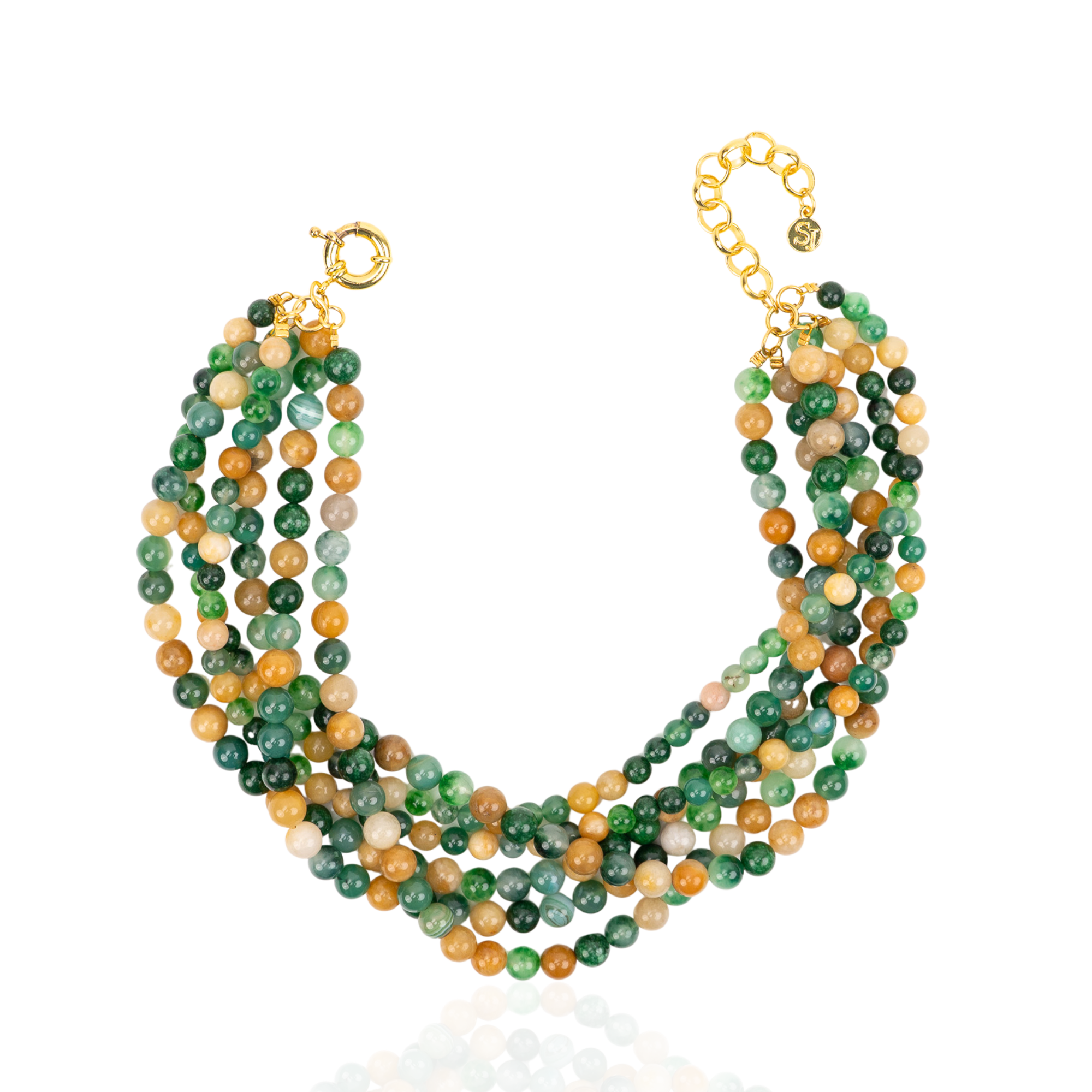 Makemba Jasper Beaded Collar Chain - Emerald Legacy,Necklaces, Sassy Jones,