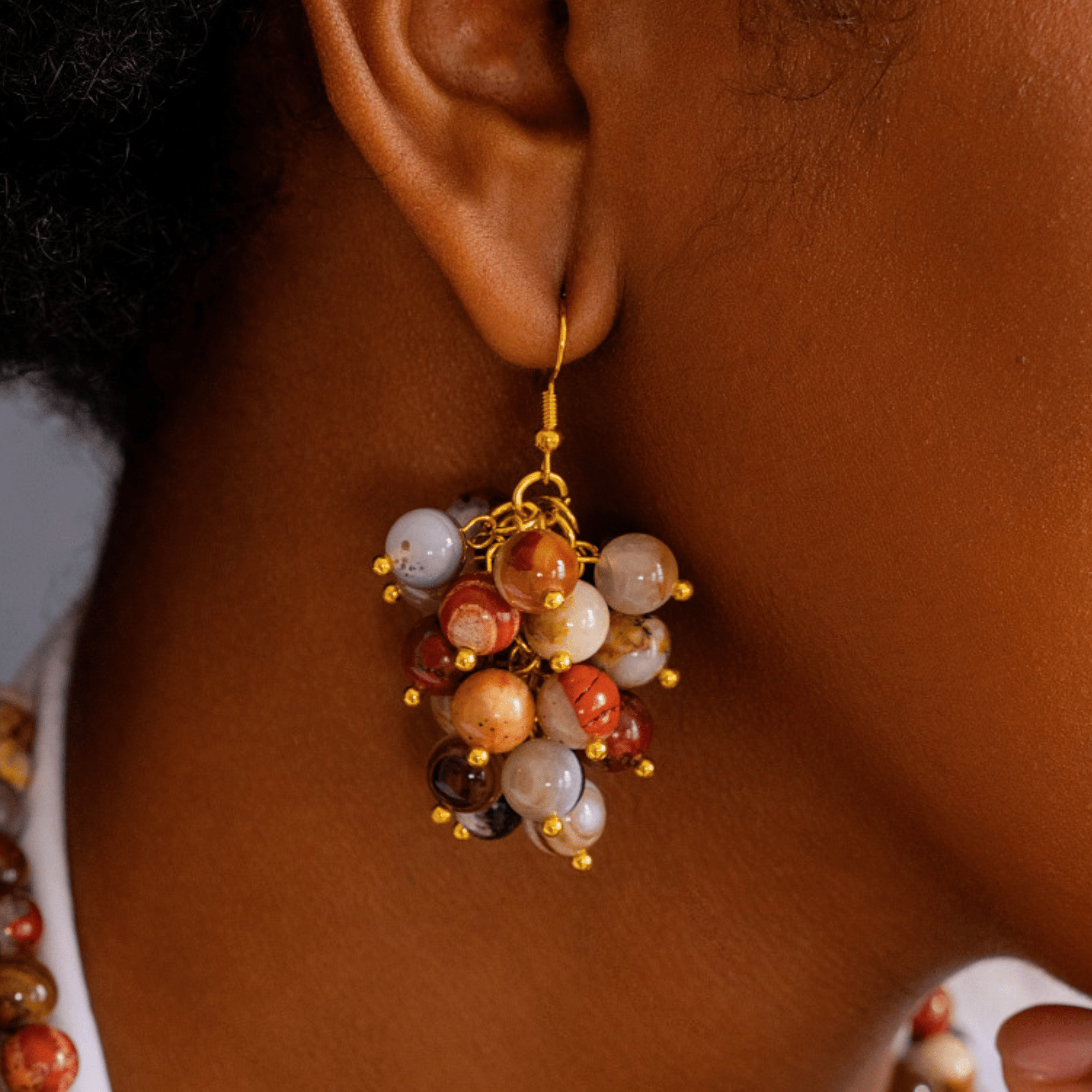 Makemba Jasper Beaded Dangles - Desert Storm,Necklaces, Sassy Jones,