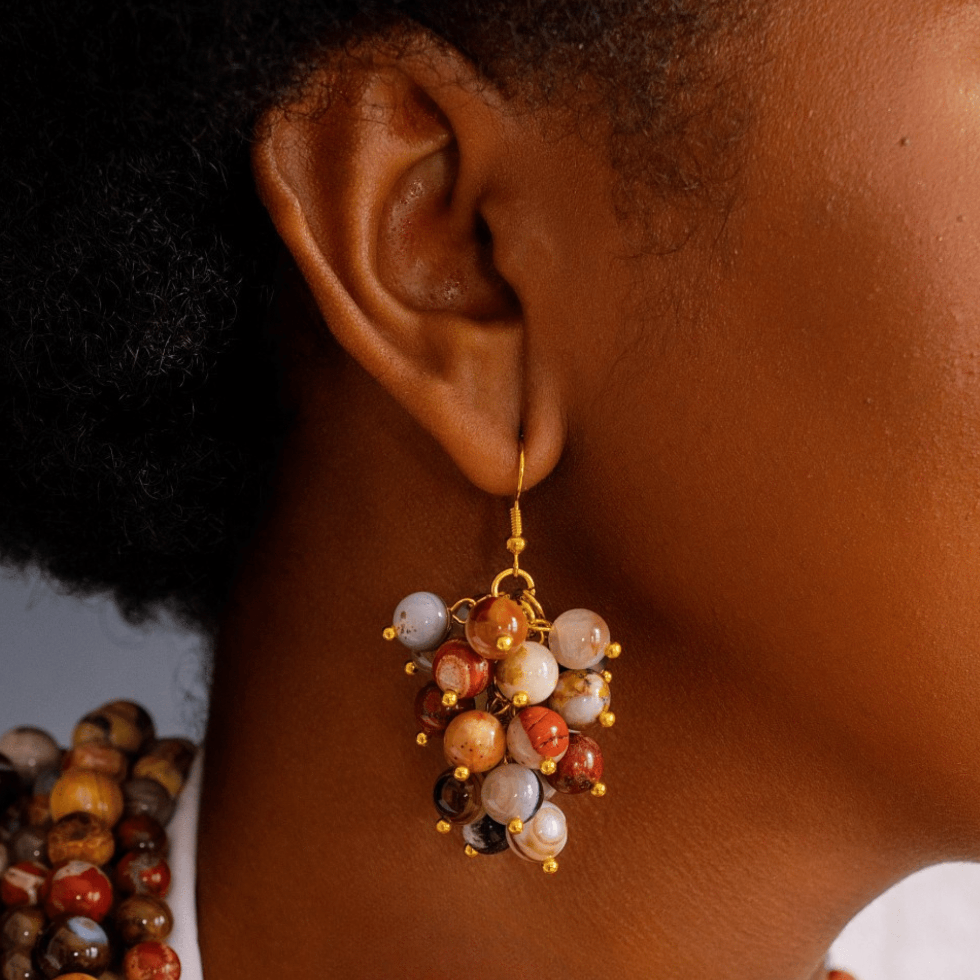 Makemba Jasper Beaded Dangles - Desert Storm,Necklaces, Sassy Jones,