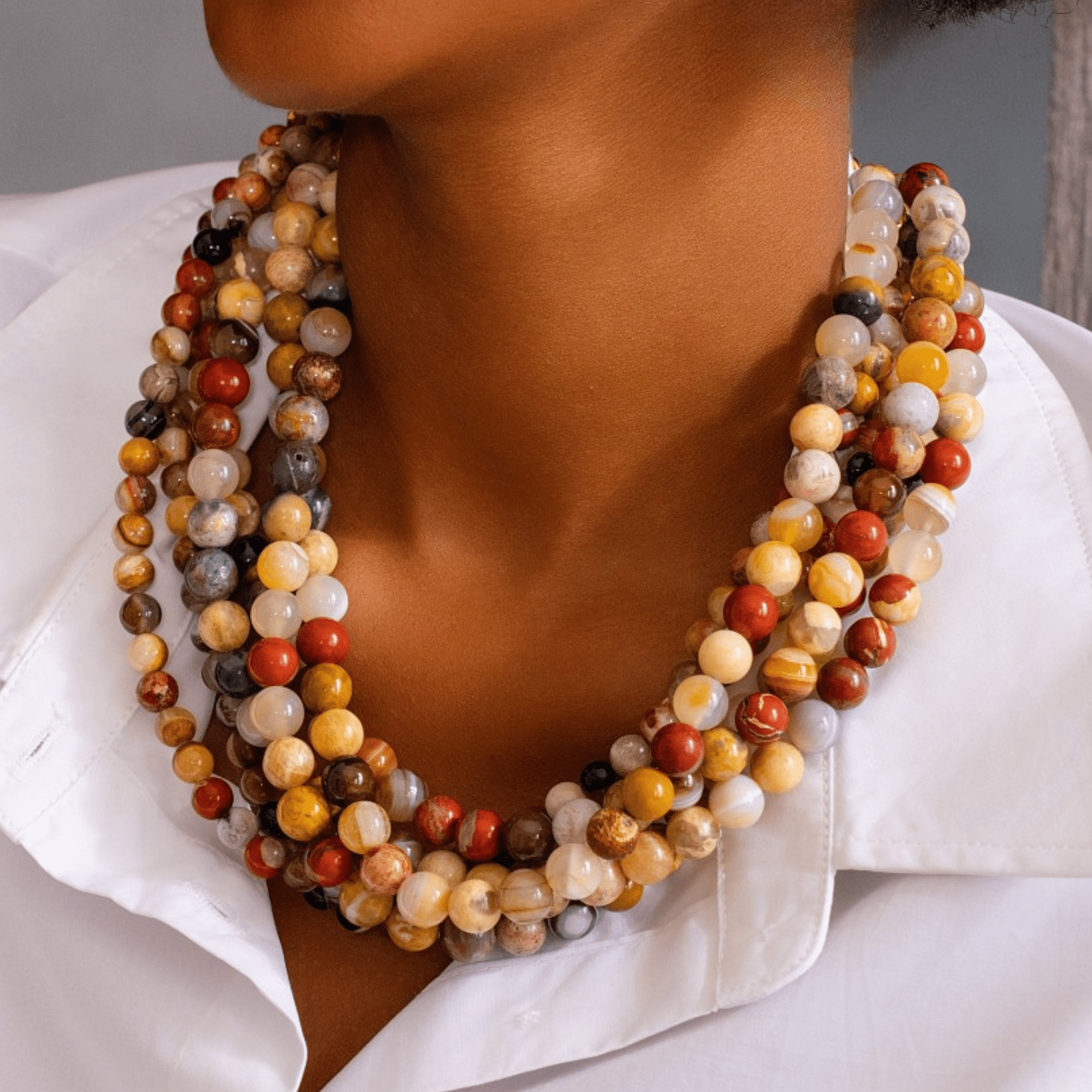 beaded necklace women, jasper necklace, statement necklace women, natural stone necklace, short beaded necklace, artisan necklace, bold necklace jewelry, boutique necklaces, luxury costume necklaces, modern statement necklace, Sassy Jones