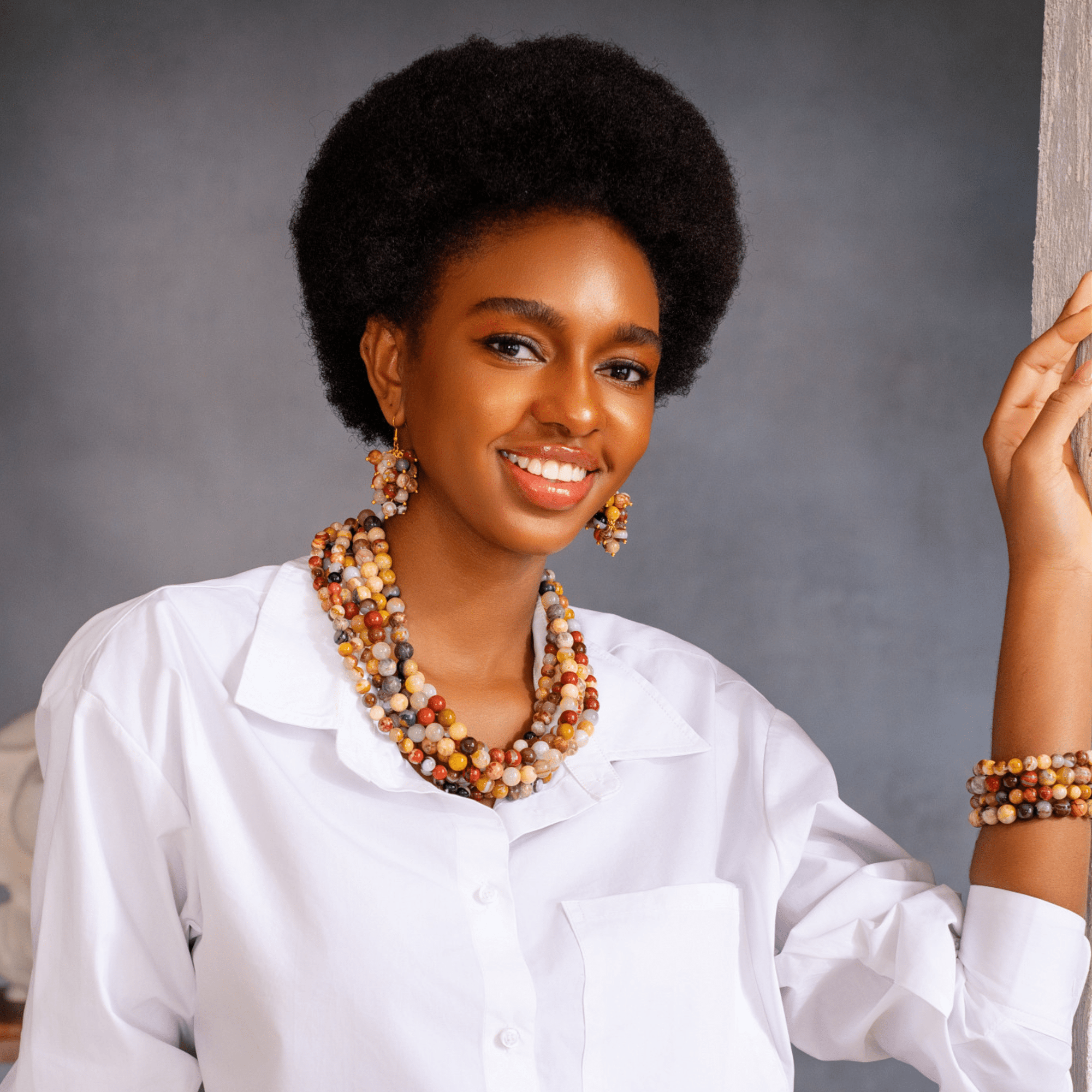 beaded necklace women, jasper necklace, statement necklace women, natural stone necklace, short beaded necklace, artisan necklace, bold necklace jewelry, boutique necklaces, luxury costume necklaces, modern statement necklace, Sassy Jones