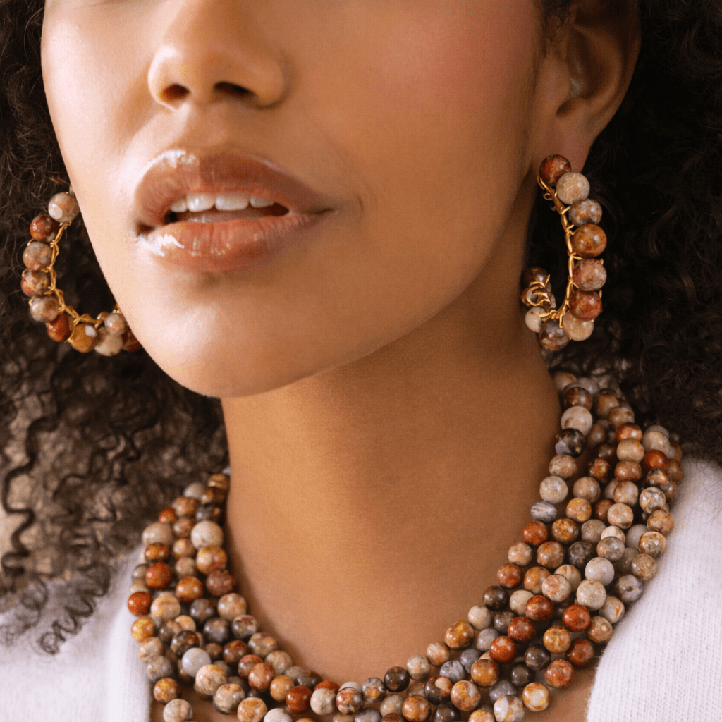 Makemba Jasper Hoops - Desert Storm,Earrings, Sassy Jones,