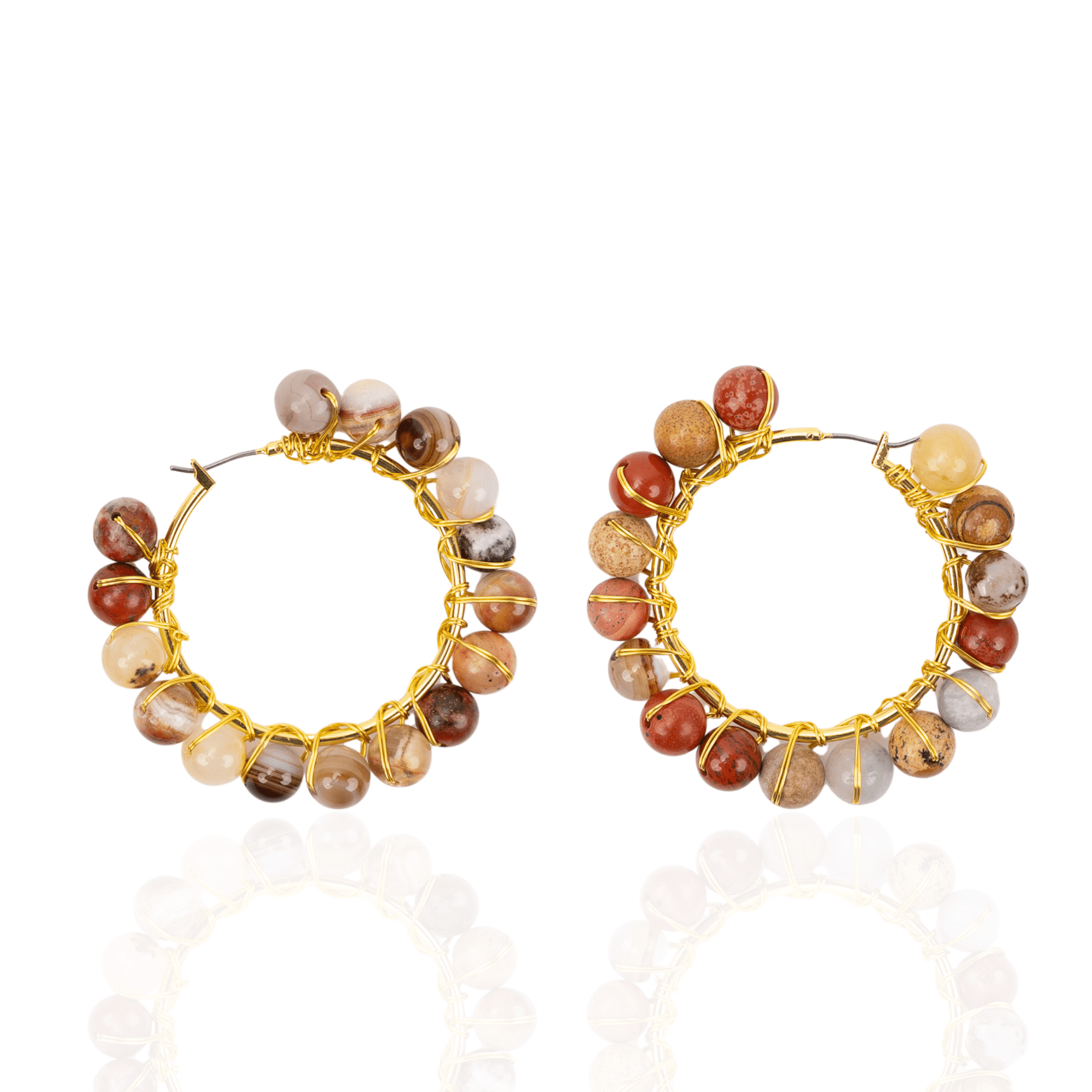 Makemba Jasper Hoops - Desert Storm,Earrings, Sassy Jones,