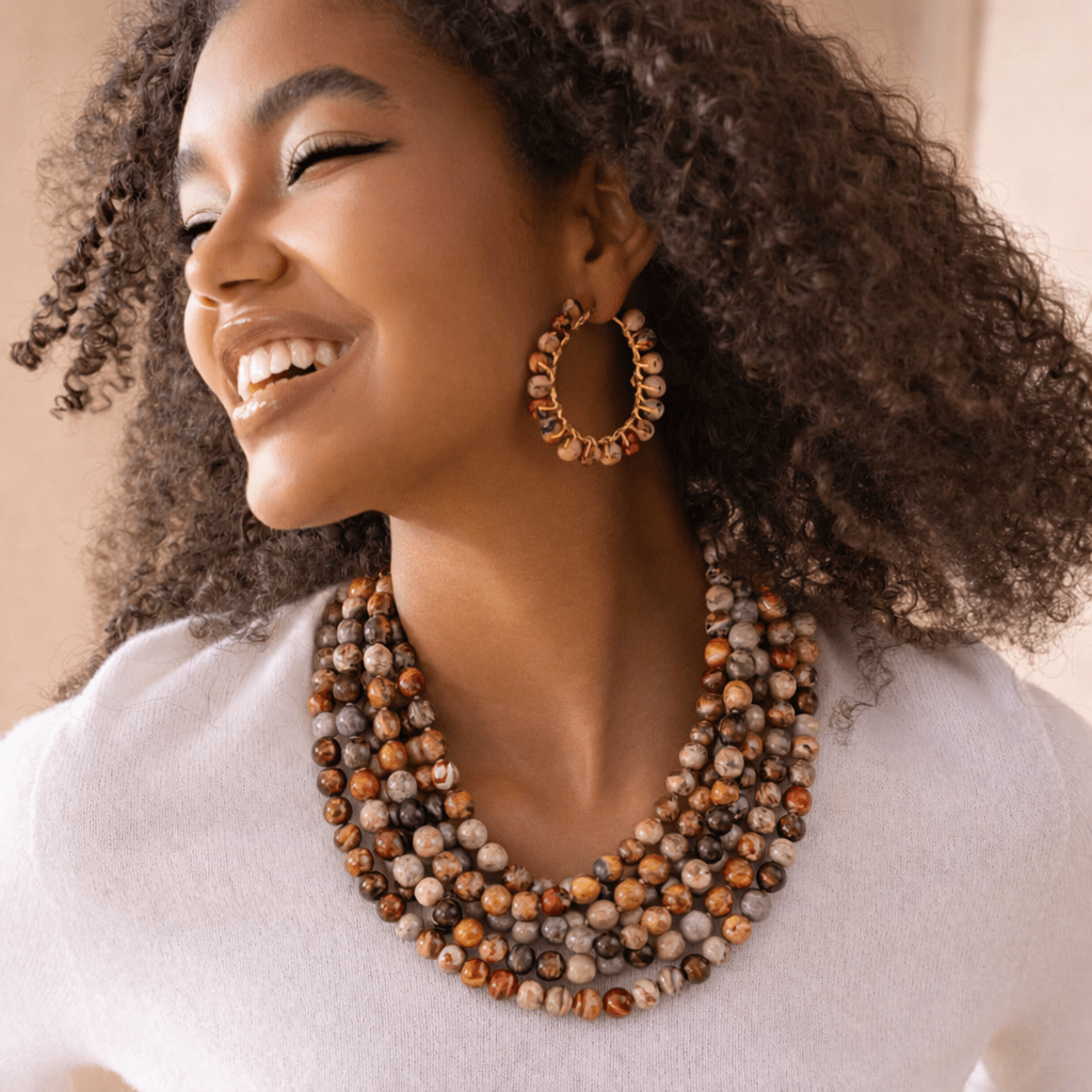 Makemba Jasper Hoops - Desert Storm,Earrings, Sassy Jones,