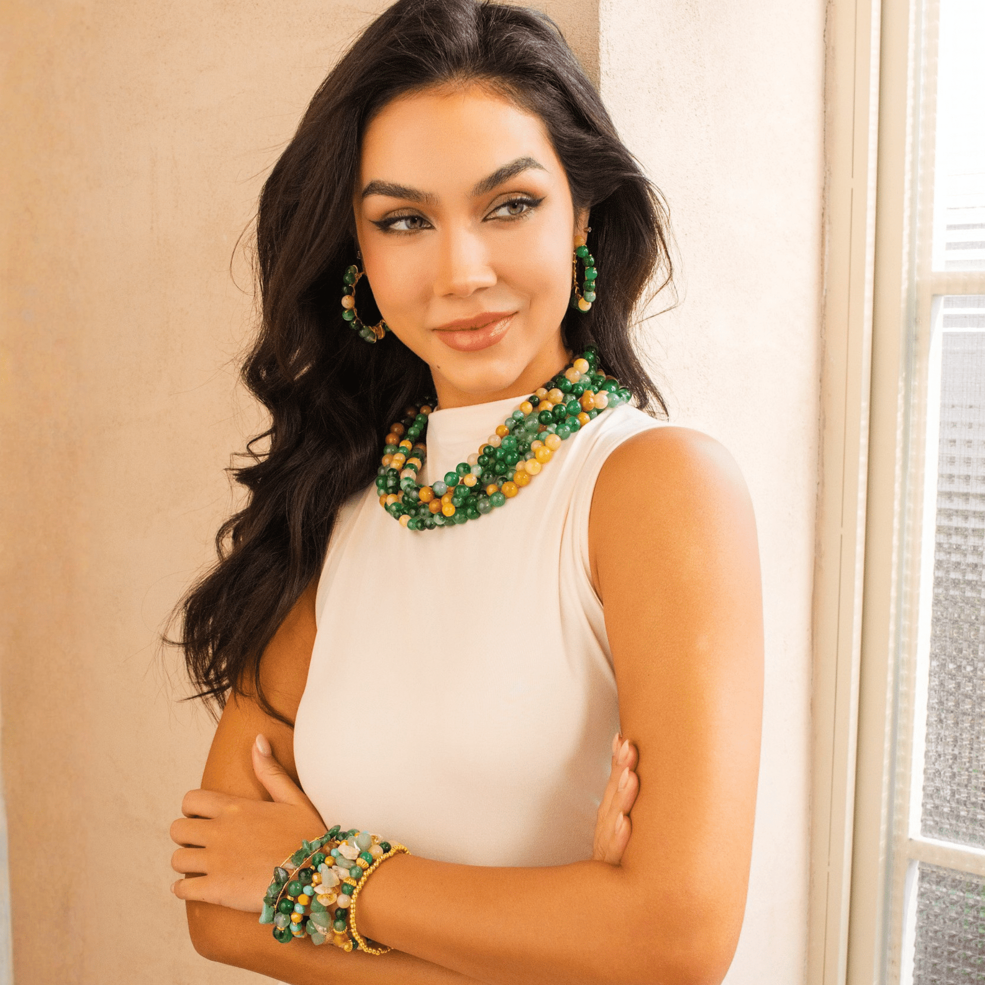 Makemba Jasper Hoops - Emerald Legacy,Earrings, Sassy Jones,