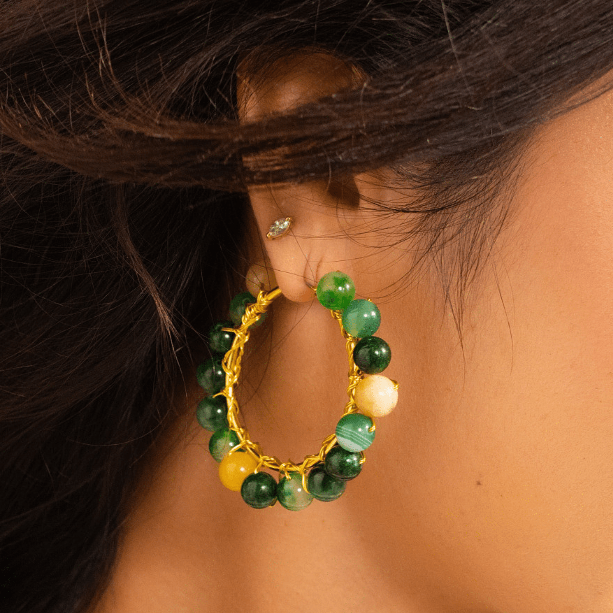 Makemba Jasper Hoops - Emerald Legacy,Earrings, Sassy Jones,