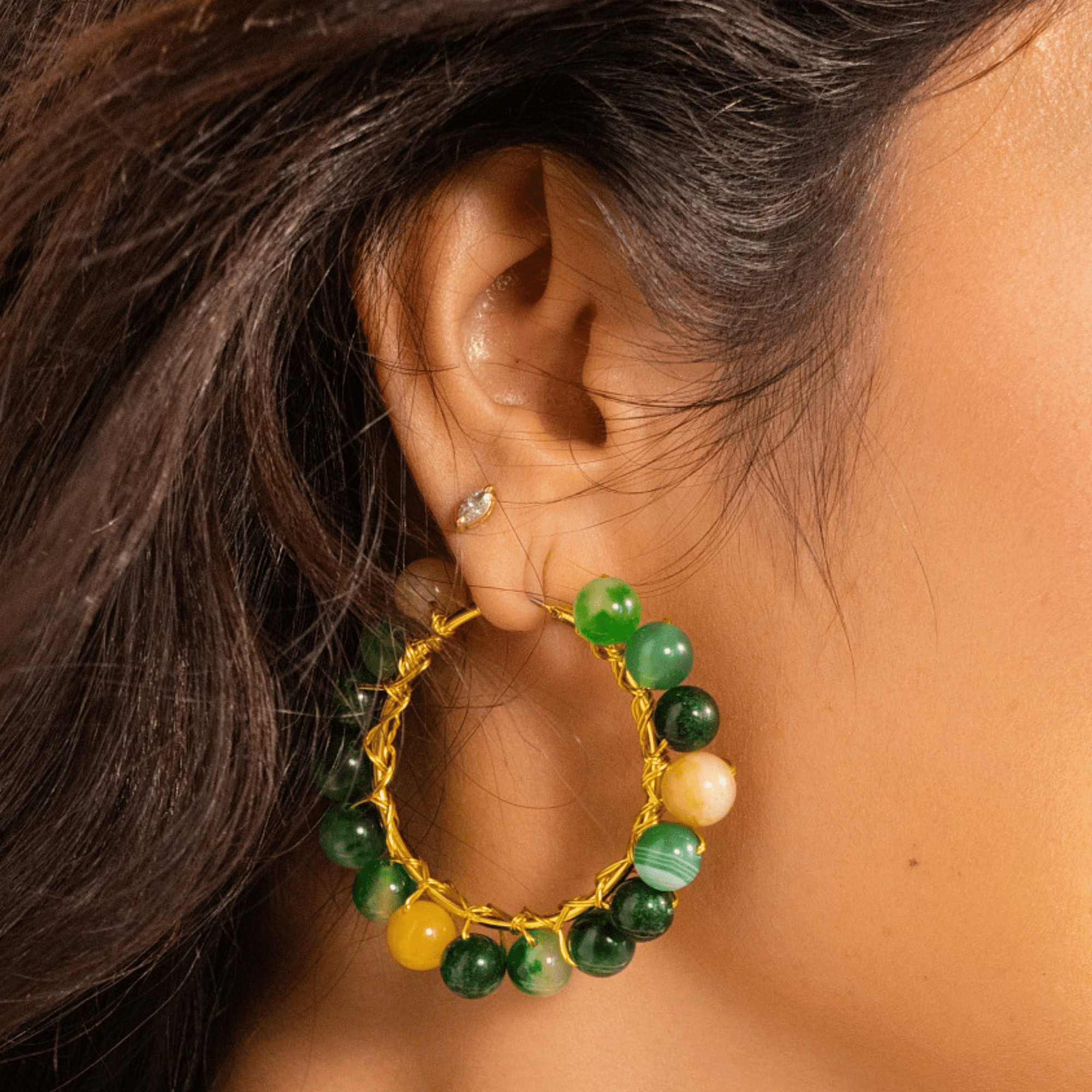 Makemba Jasper Hoops - Emerald Legacy,Earrings, Sassy Jones,