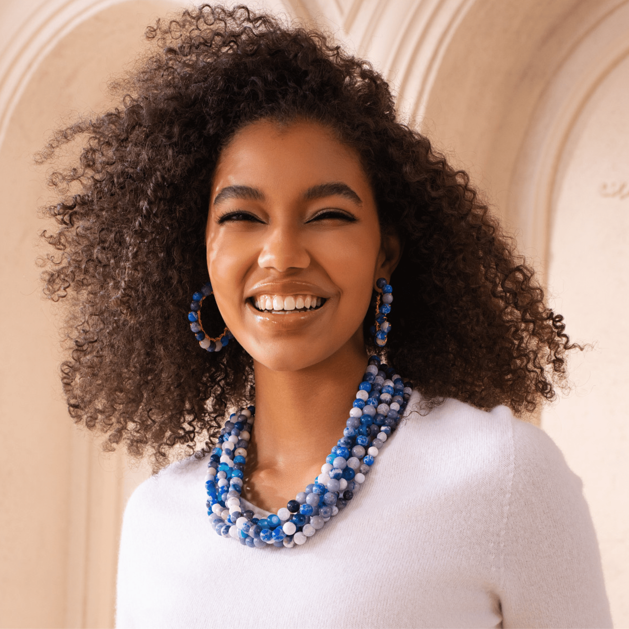 Makemba Lapis Azuli Beaded Collar Chain - Indigo Reign,Necklaces, Sassy Jones,