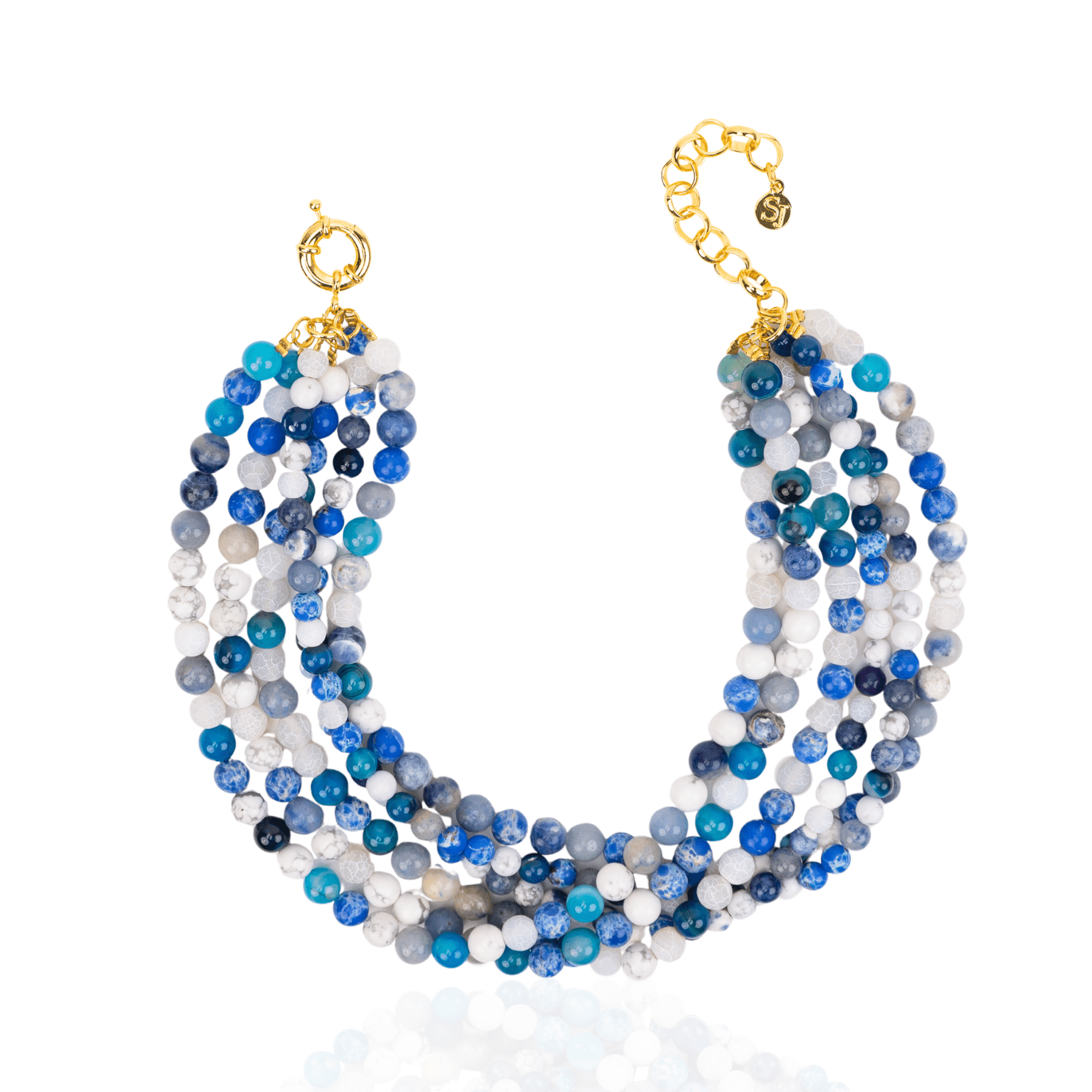 Makemba Lapis Azuli Beaded Collar Chain - Indigo Reign,Necklaces, Sassy Jones,