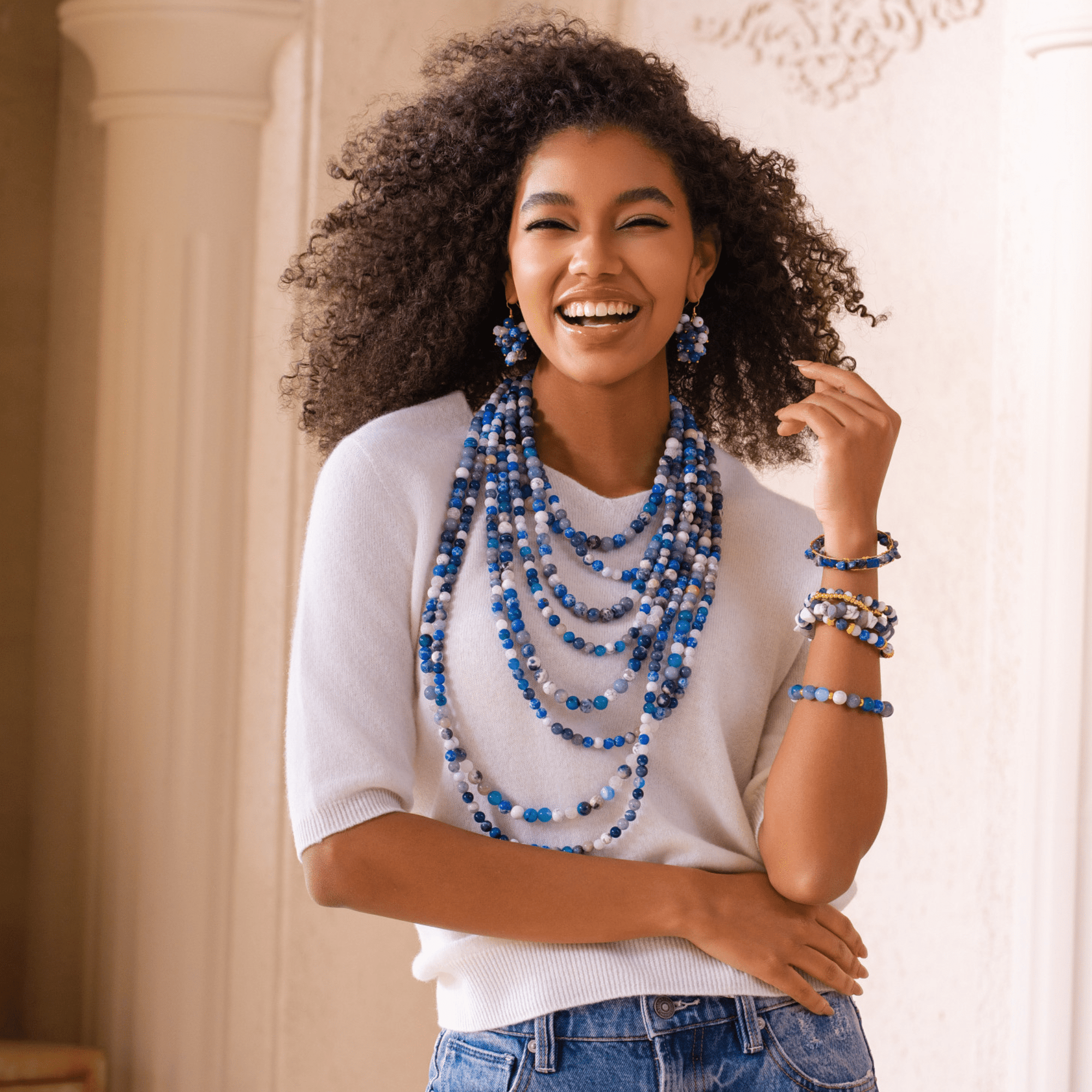 Makemba Lapis Azuli Dangles - Indigo Reign,Earrings, Sassy Jones,