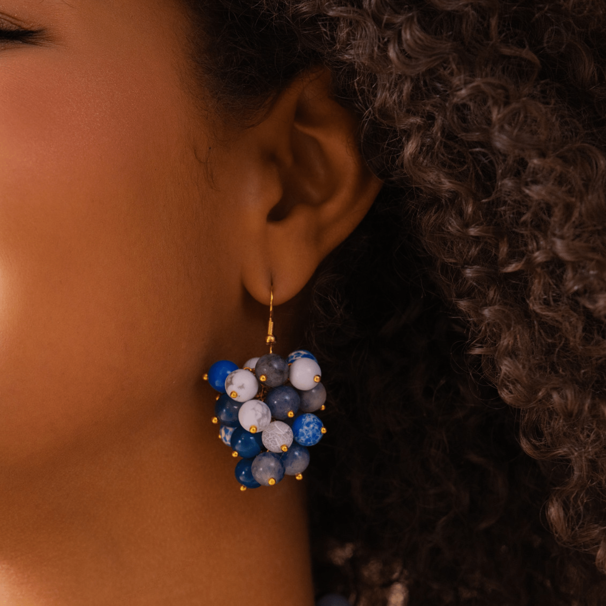 Makemba Lapis Azuli Dangles - Indigo Reign,Earrings, Sassy Jones,