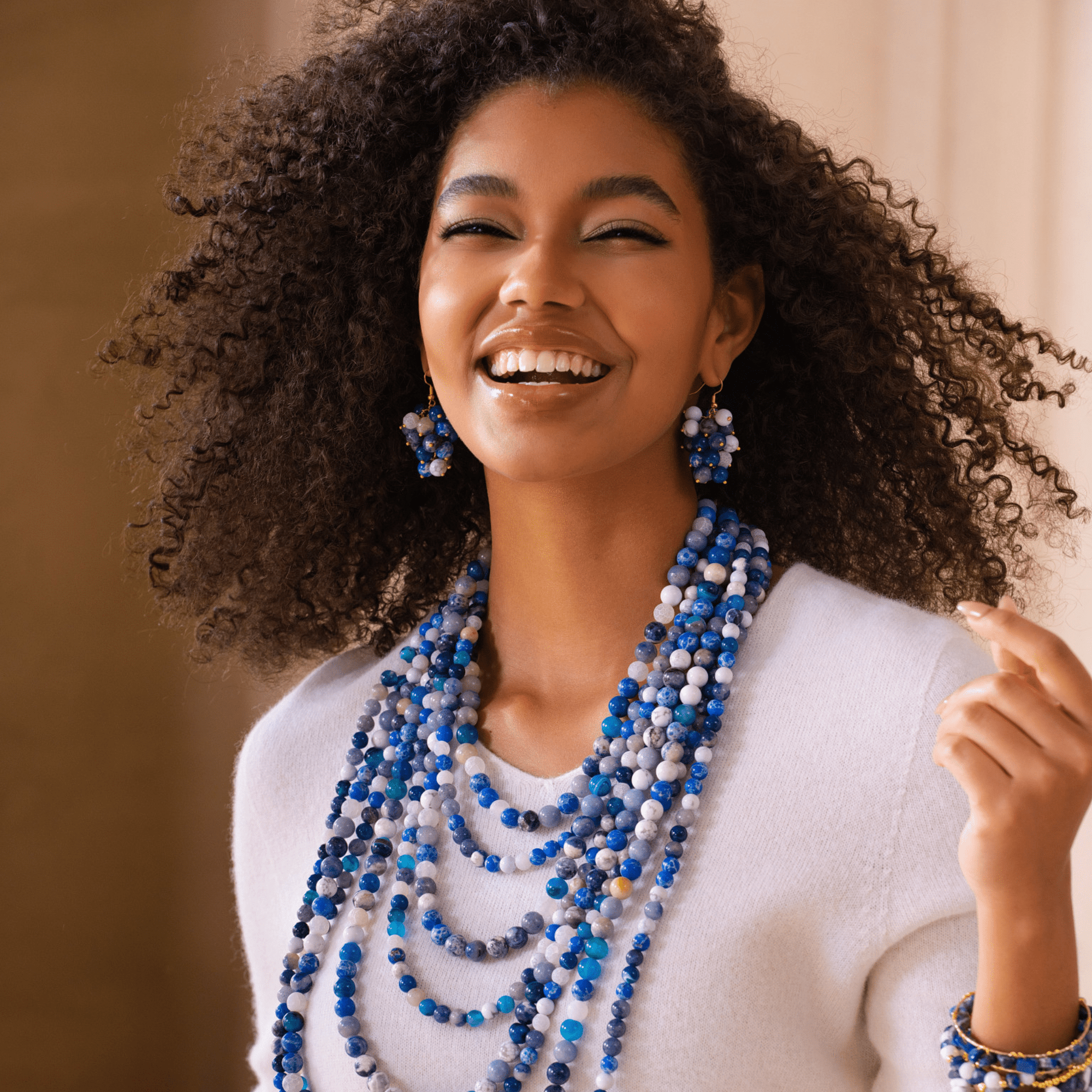 Makemba Lapis Azuli Dangles - Indigo Reign,Earrings, Sassy Jones,