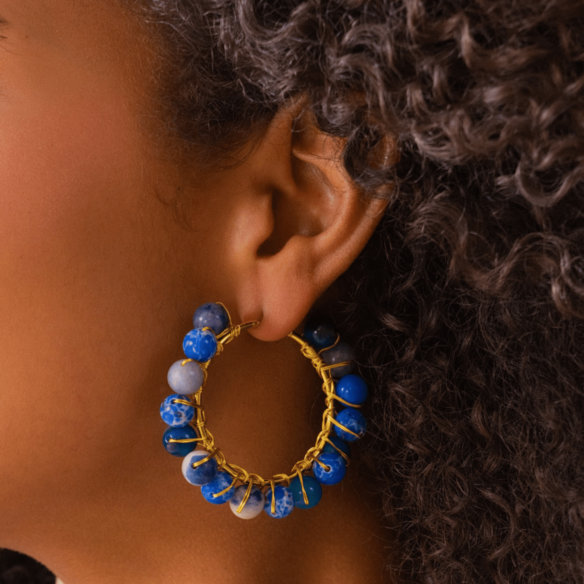 Makemba Lapis Azuli Hoops - Indigo Reign,Earrings, Sassy Jones,