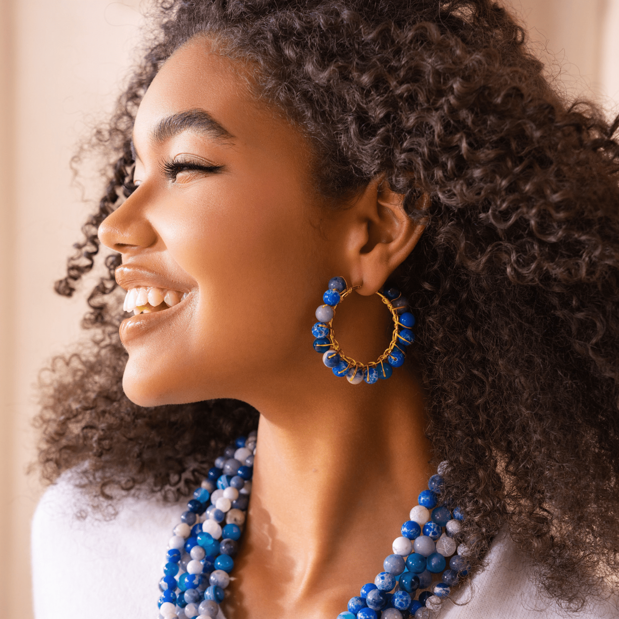 Makemba Lapis Azuli Hoops - Indigo Reign,Earrings, Sassy Jones,