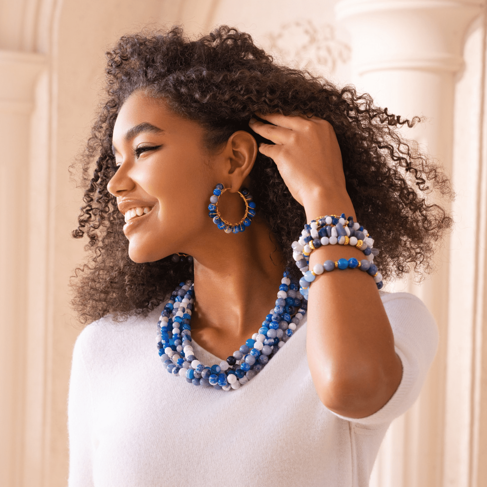 Makemba Lapis Azuli Hoops - Indigo Reign,Earrings, Sassy Jones,