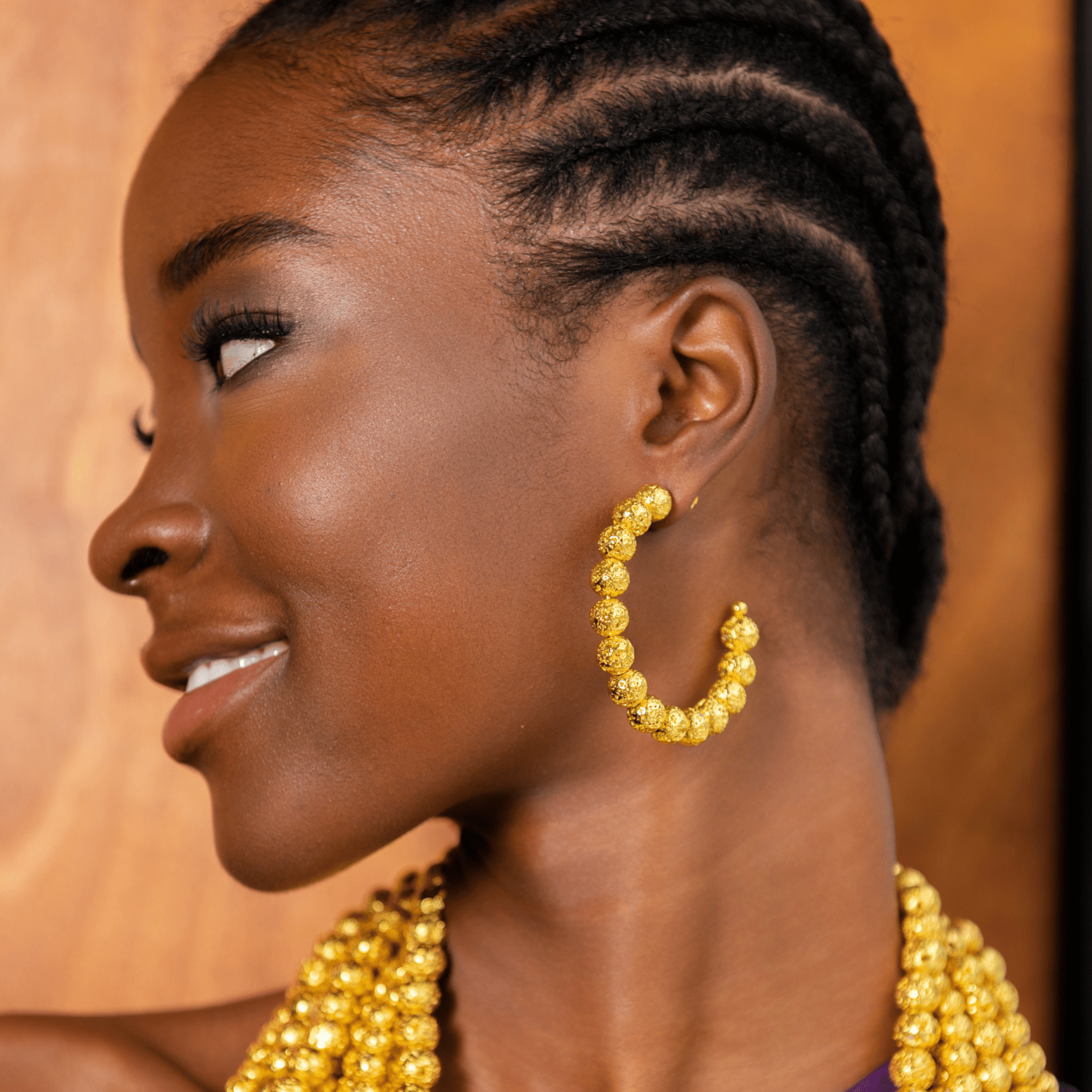 Makemba Lava Beaded Hoops - Golden Hour,Earrings, Sassy Jones,