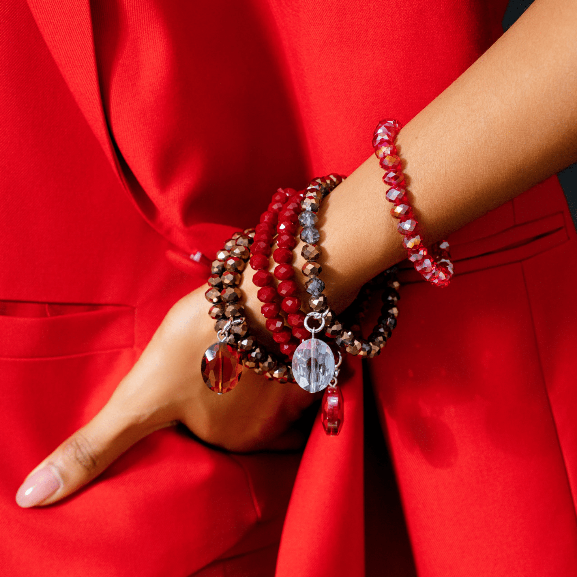 Malia Glass 6pc Stretch Bracelet Stack - Hollidazzle,Bracelets, Sassy Jones,